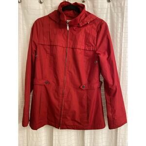 vintage weather tamer jacket Small Red Zip Women hooded rain coat fall